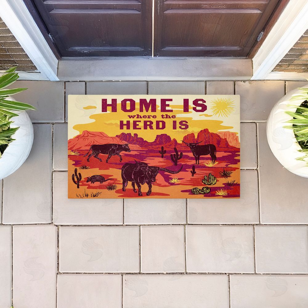 Diane Labombarbe Where The Herd Is Desert Scene Unwoven Outdoor Door Mat