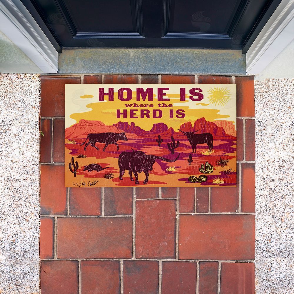 Diane Labombarbe Where The Herd Is Desert Scene Unwoven Outdoor Door Mat