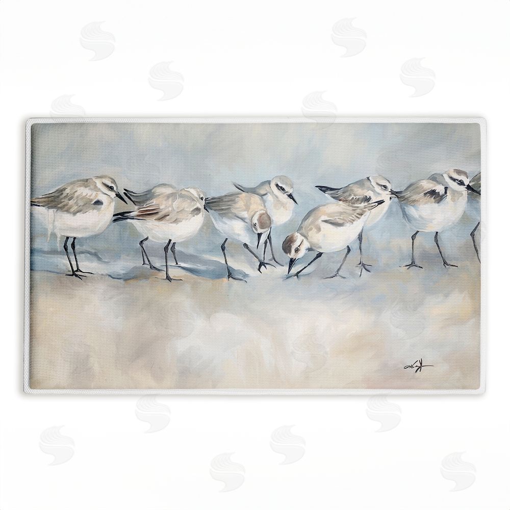 Ramona Murdock Shore Birds In A Line Plush Bathroom Floor Mat