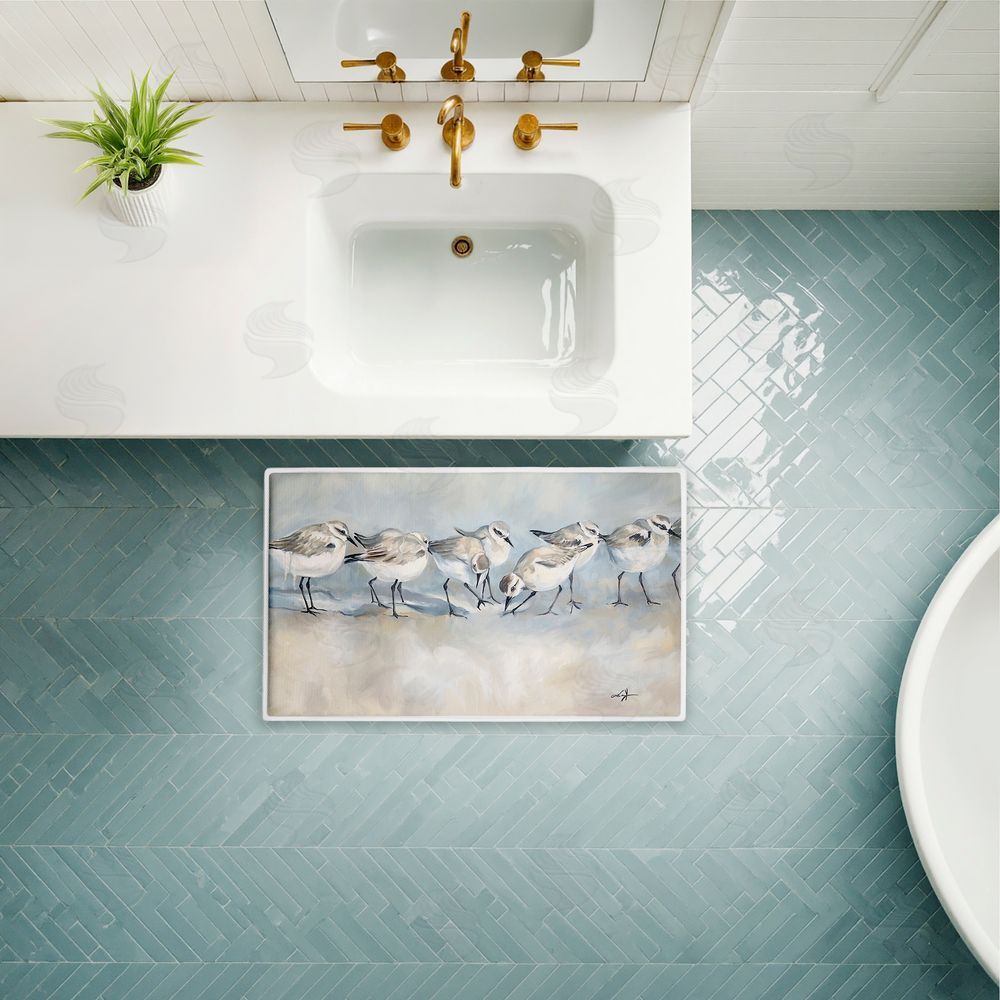 Ramona Murdock Shore Birds In A Line Plush Bathroom Floor Mat