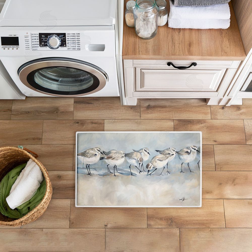 Ramona Murdock Shore Birds In A Line Plush Bathroom Floor Mat