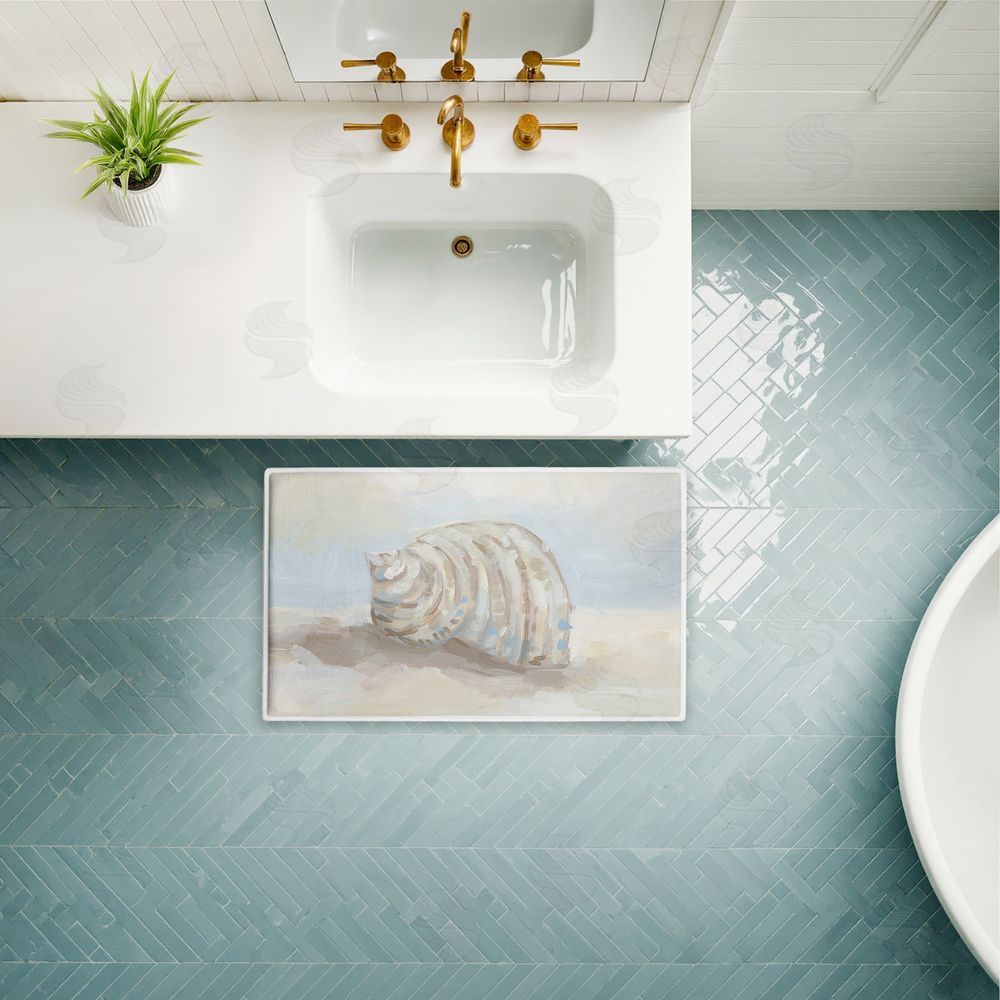 JJ Design House LLC Rounded Seashell on Shore Plush Bathroom Floor Mat