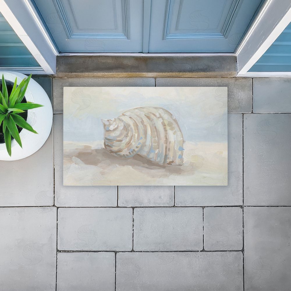 JJ Design House LLC Rounded Seashell on Shore Unwoven Outdoor Door Mat