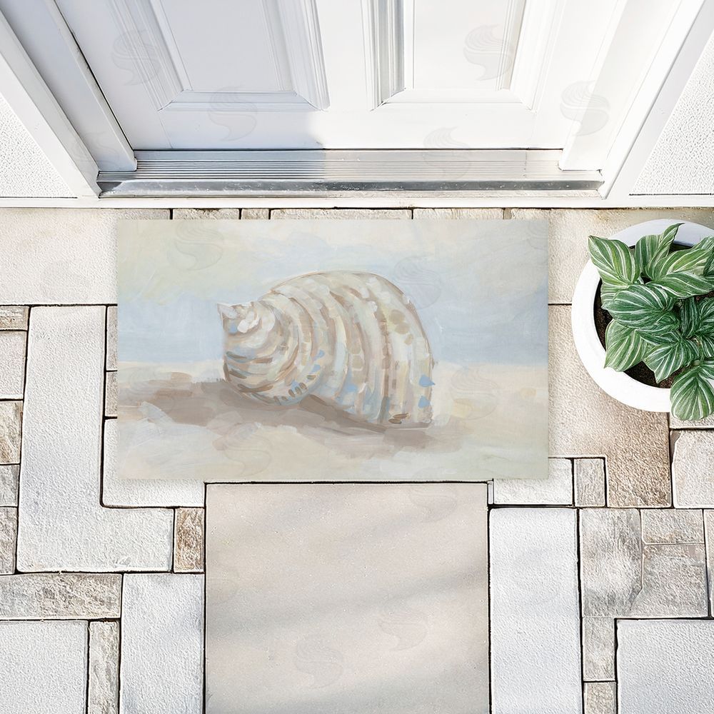JJ Design House LLC Rounded Seashell on Shore Unwoven Outdoor Door Mat
