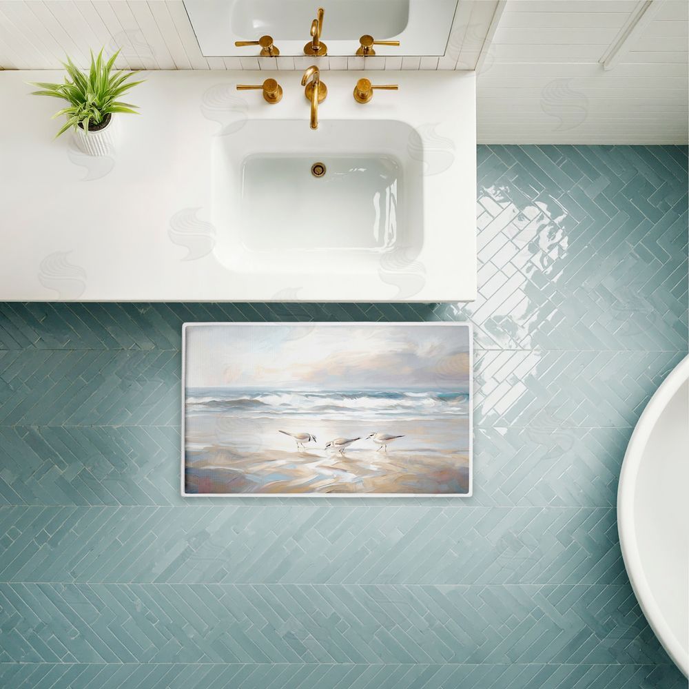 Ramona Murdock Blue Haven Bay Birds Plush Bathroom Floor Mat