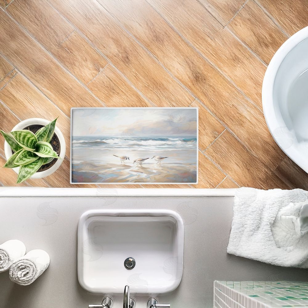 Ramona Murdock Blue Haven Bay Birds Plush Bathroom Floor Mat