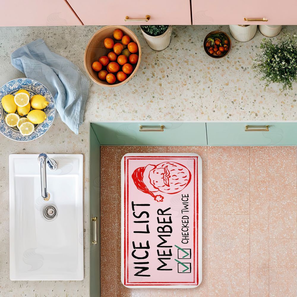 JJ Design House LLC Pink Nice List Ticket Kitchen Floor Mat