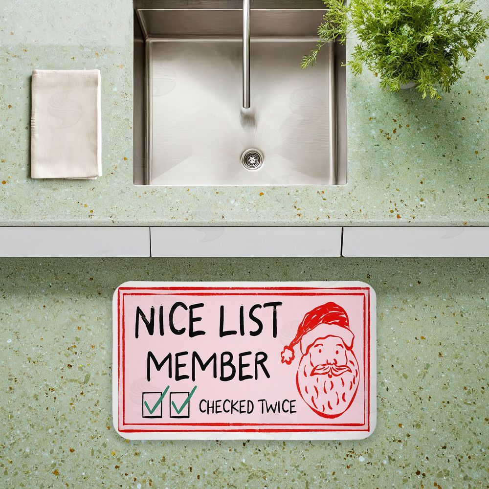 JJ Design House LLC Pink Nice List Ticket Kitchen Floor Mat