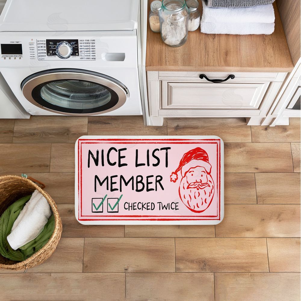 JJ Design House LLC Pink Nice List Ticket Kitchen Floor Mat
