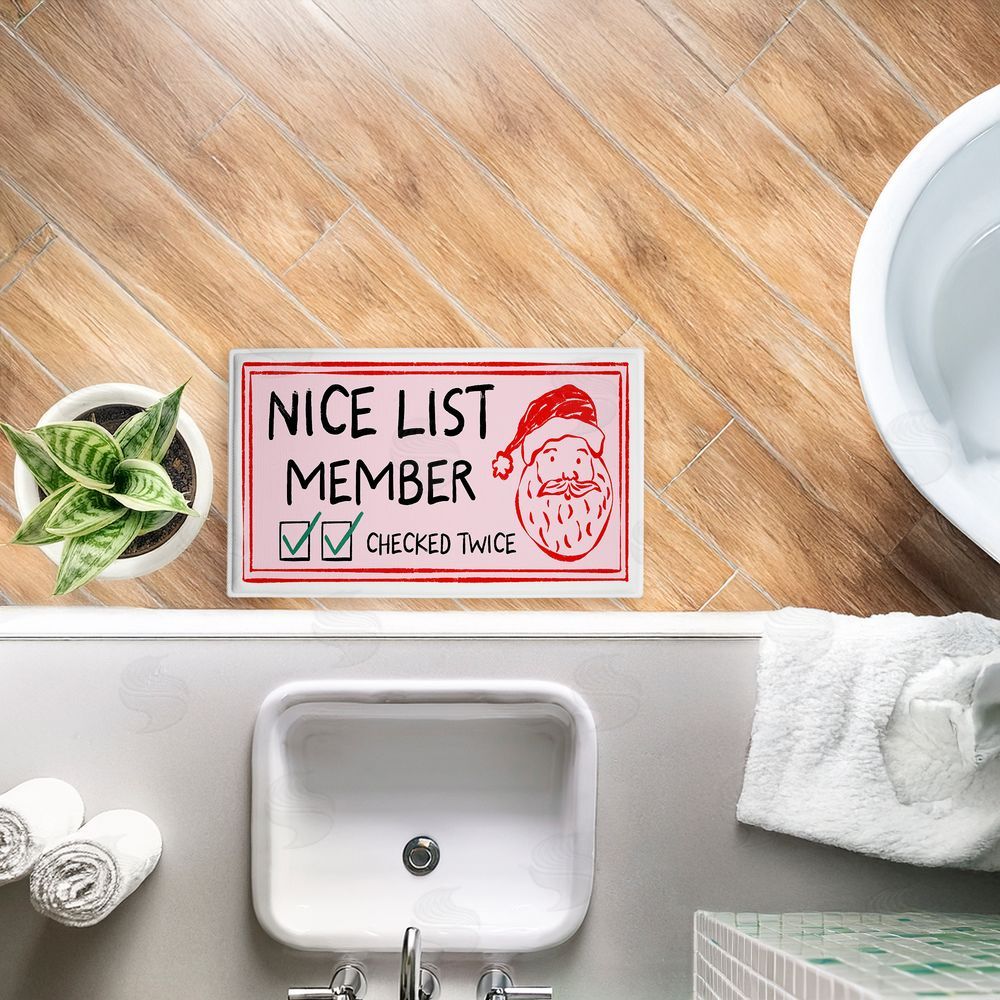 JJ Design House LLC Pink Nice List Ticket Plush Bathroom Floor Mat