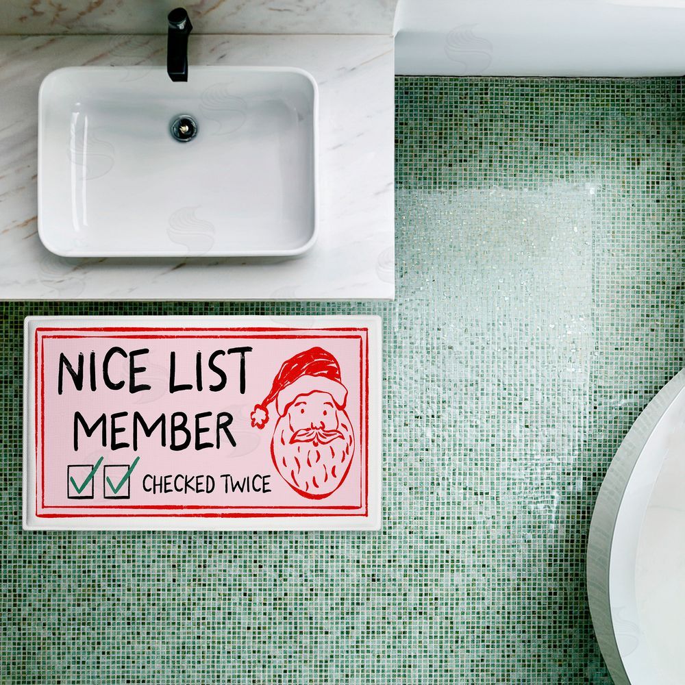 JJ Design House LLC Pink Nice List Ticket Plush Bathroom Floor Mat