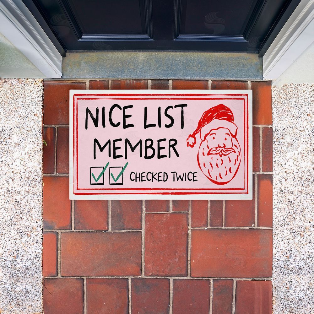 JJ Design House LLC Pink Nice List Ticket Unwoven Outdoor Door Mat