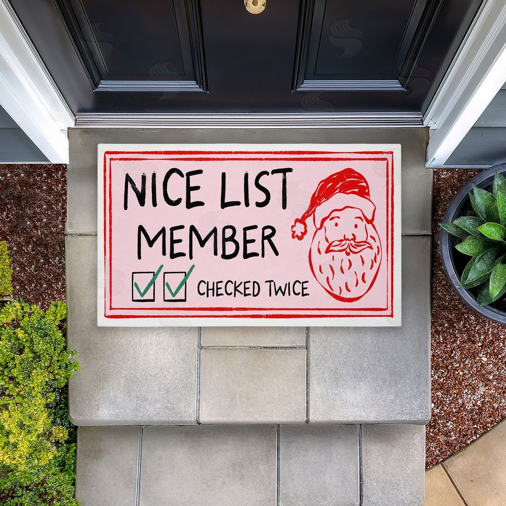 JJ Design House LLC Pink Nice List Ticket Unwoven Outdoor Door Mat