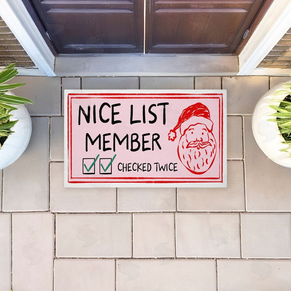 JJ Design House LLC Pink Nice List Ticket Unwoven Outdoor Door Mat