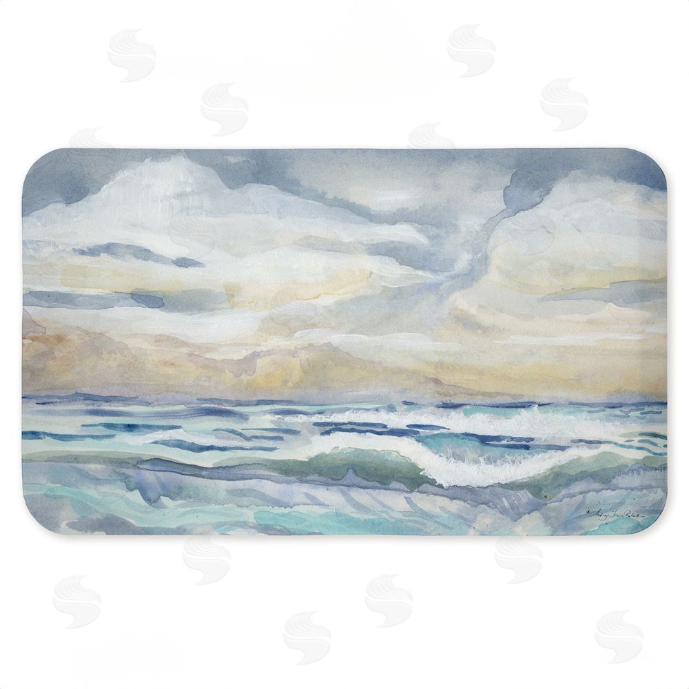 Audrey Jeanne Roberts Tranquil Watercolor Waves Kitchen Floor Mat