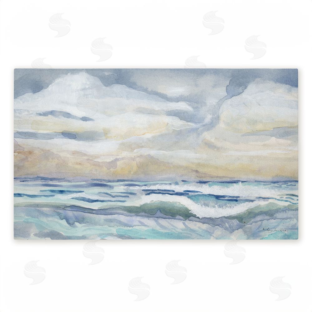 Audrey Jeanne Roberts Tranquil Watercolor Waves Unwoven Outdoor Door Mat