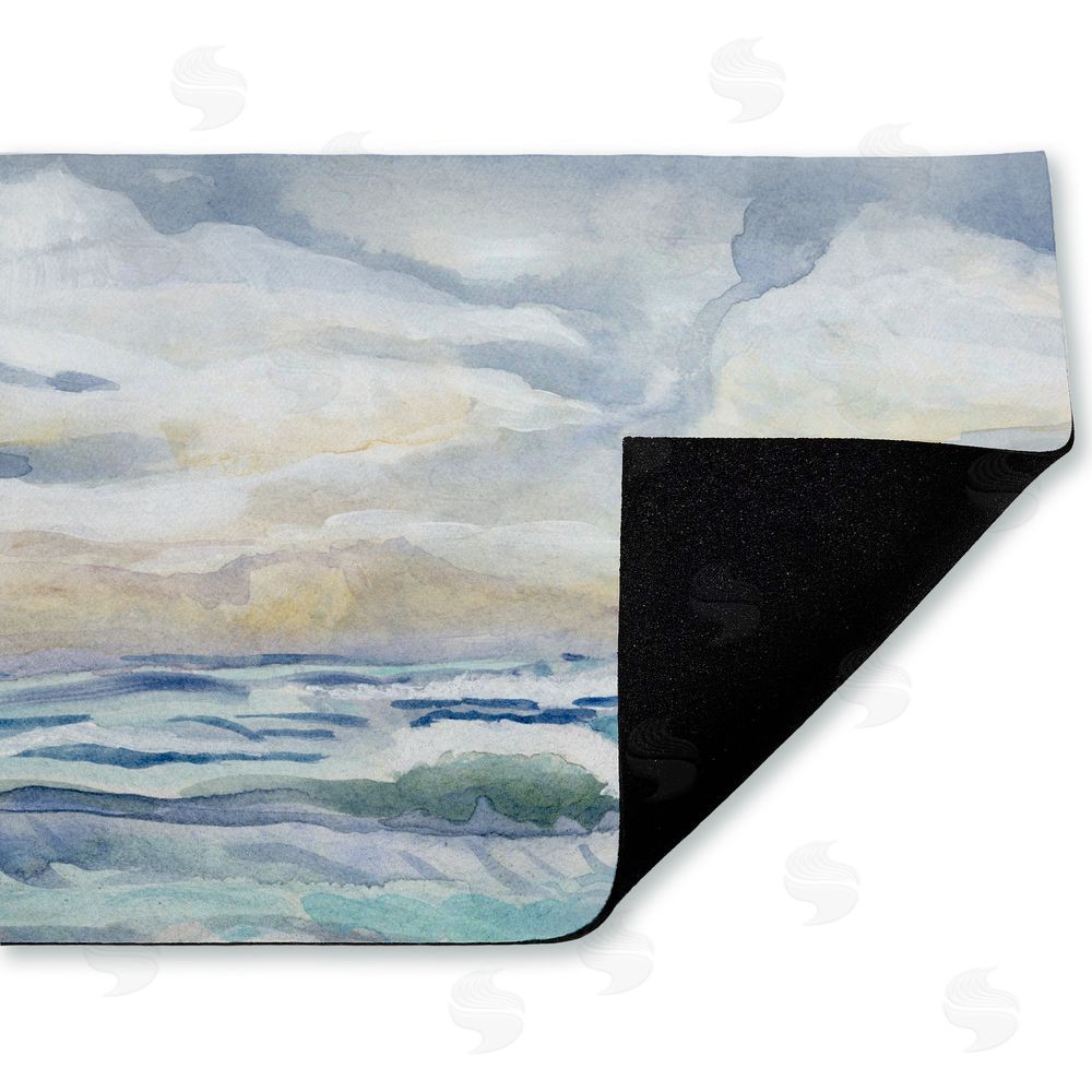 Audrey Jeanne Roberts Tranquil Watercolor Waves Unwoven Outdoor Door Mat