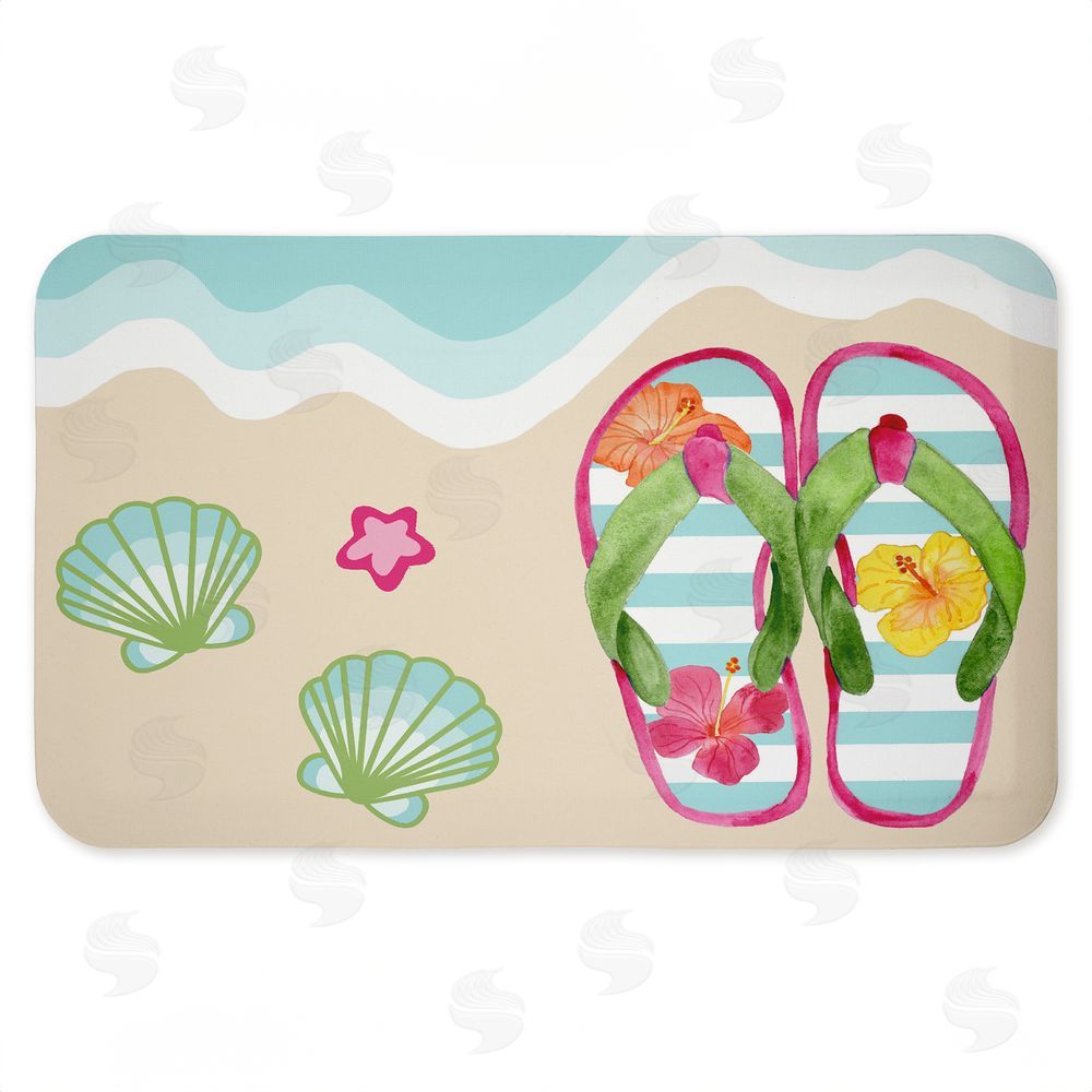 Audrey Jeanne Roberts Flip Flops on Beach Shore Kitchen Floor Mat