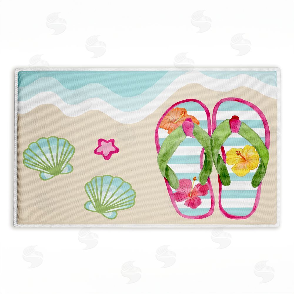 Audrey Jeanne Roberts Flip Flops on Beach Shore Plush Bathroom Floor Mat