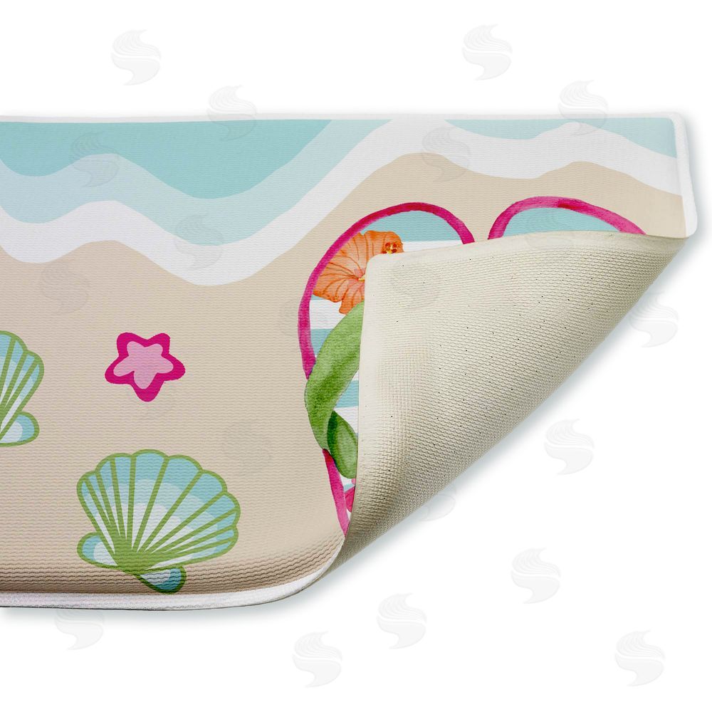 Audrey Jeanne Roberts Flip Flops on Beach Shore Plush Bathroom Floor Mat