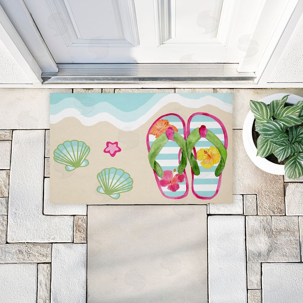 Audrey Jeanne Roberts Flip Flops on Beach Shore Unwoven Outdoor Door Mat