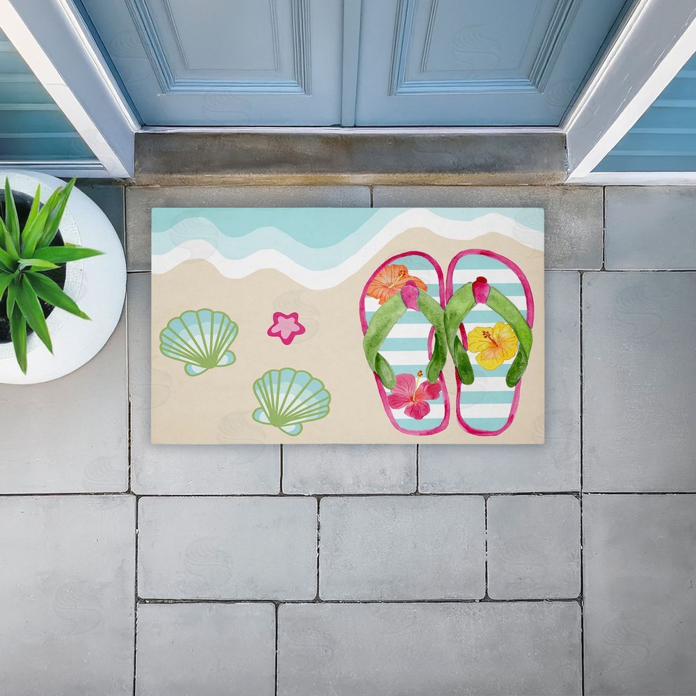 Audrey Jeanne Roberts Flip Flops on Beach Shore Unwoven Outdoor Door Mat