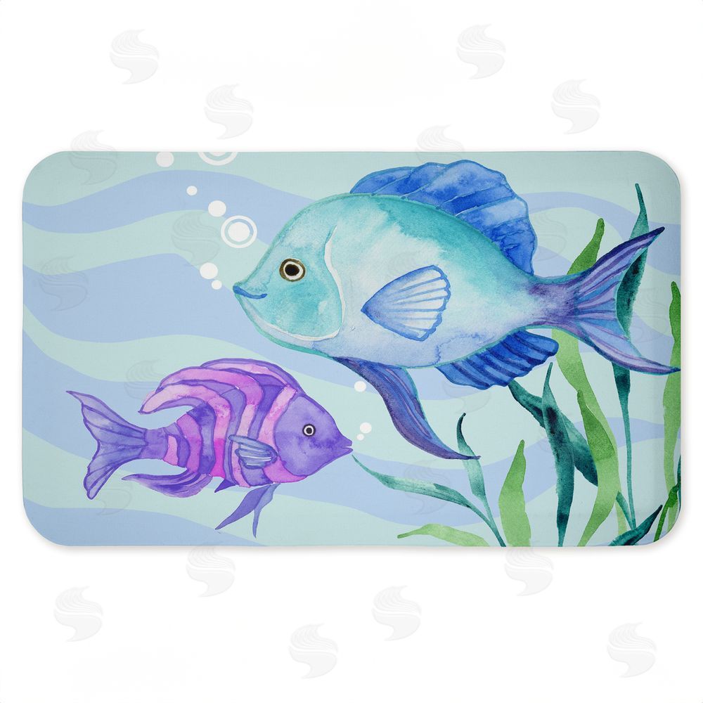 Audrey Jeanne Roberts Fun Fish Blue & Purple Kitchen Floor Mat