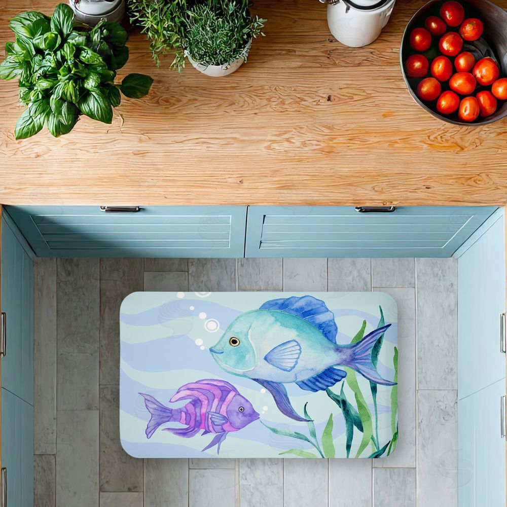 Audrey Jeanne Roberts Fun Fish Blue & Purple Kitchen Floor Mat
