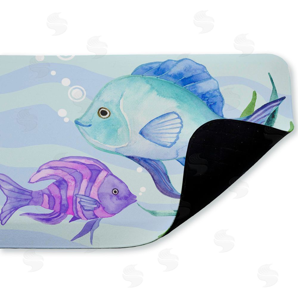 Audrey Jeanne Roberts Fun Fish Blue & Purple Kitchen Floor Mat