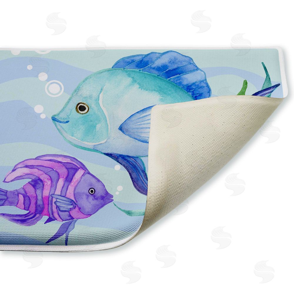Audrey Jeanne Roberts Fun Fish Blue & Purple Plush Bathroom Floor Mat