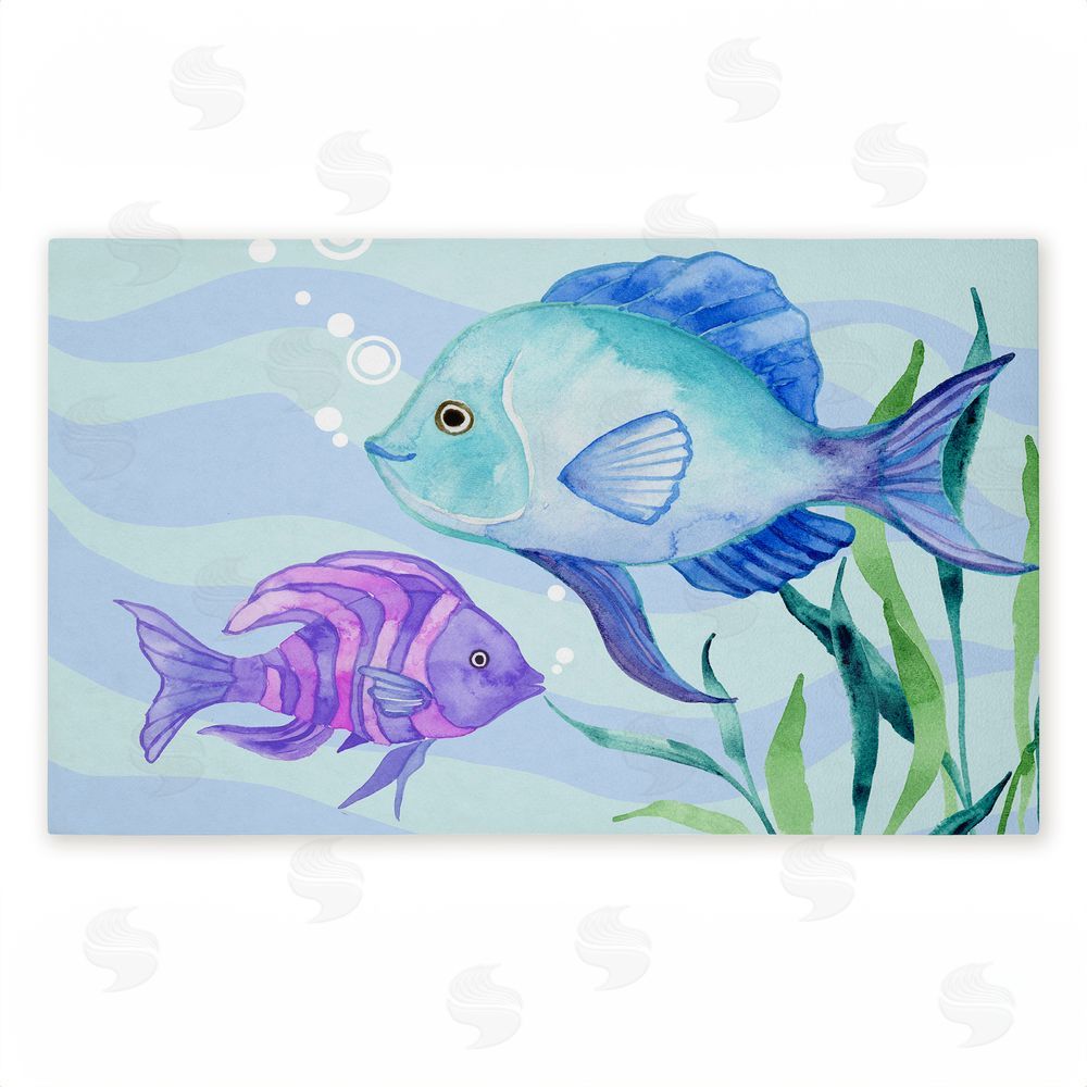 Audrey Jeanne Roberts Fun Fish Blue & Purple Unwoven Outdoor Door Mat