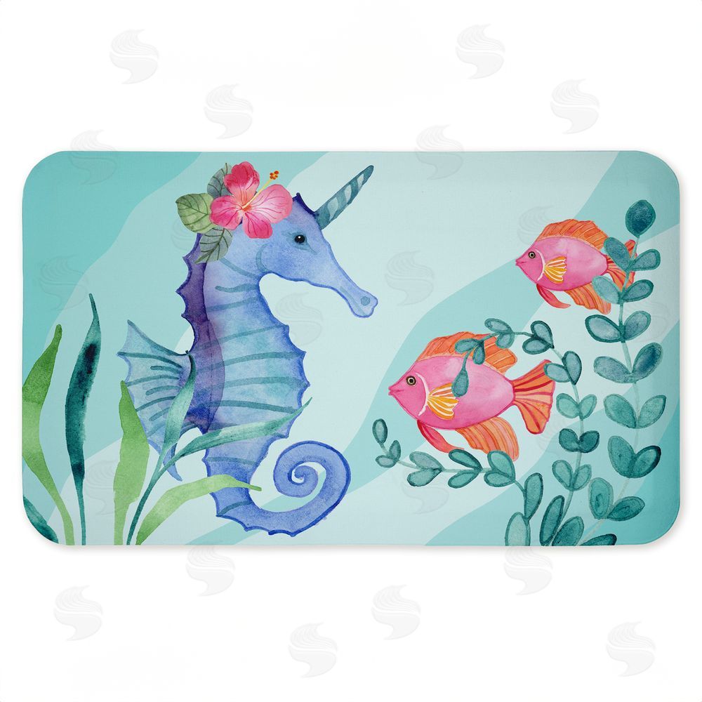 Audrey Jeanne Roberts Horned Seahorse & Fish Kitchen Floor Mat