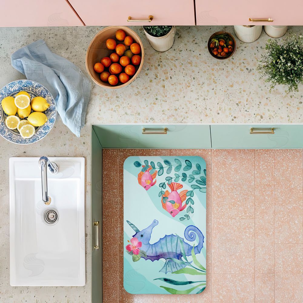 Audrey Jeanne Roberts Horned Seahorse & Fish Kitchen Floor Mat