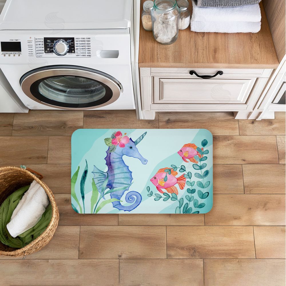 Audrey Jeanne Roberts Horned Seahorse & Fish Kitchen Floor Mat