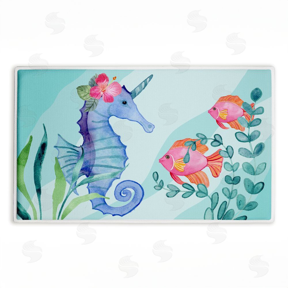Audrey Jeanne Roberts Horned Seahorse & Fish Plush Bathroom Floor Mat
