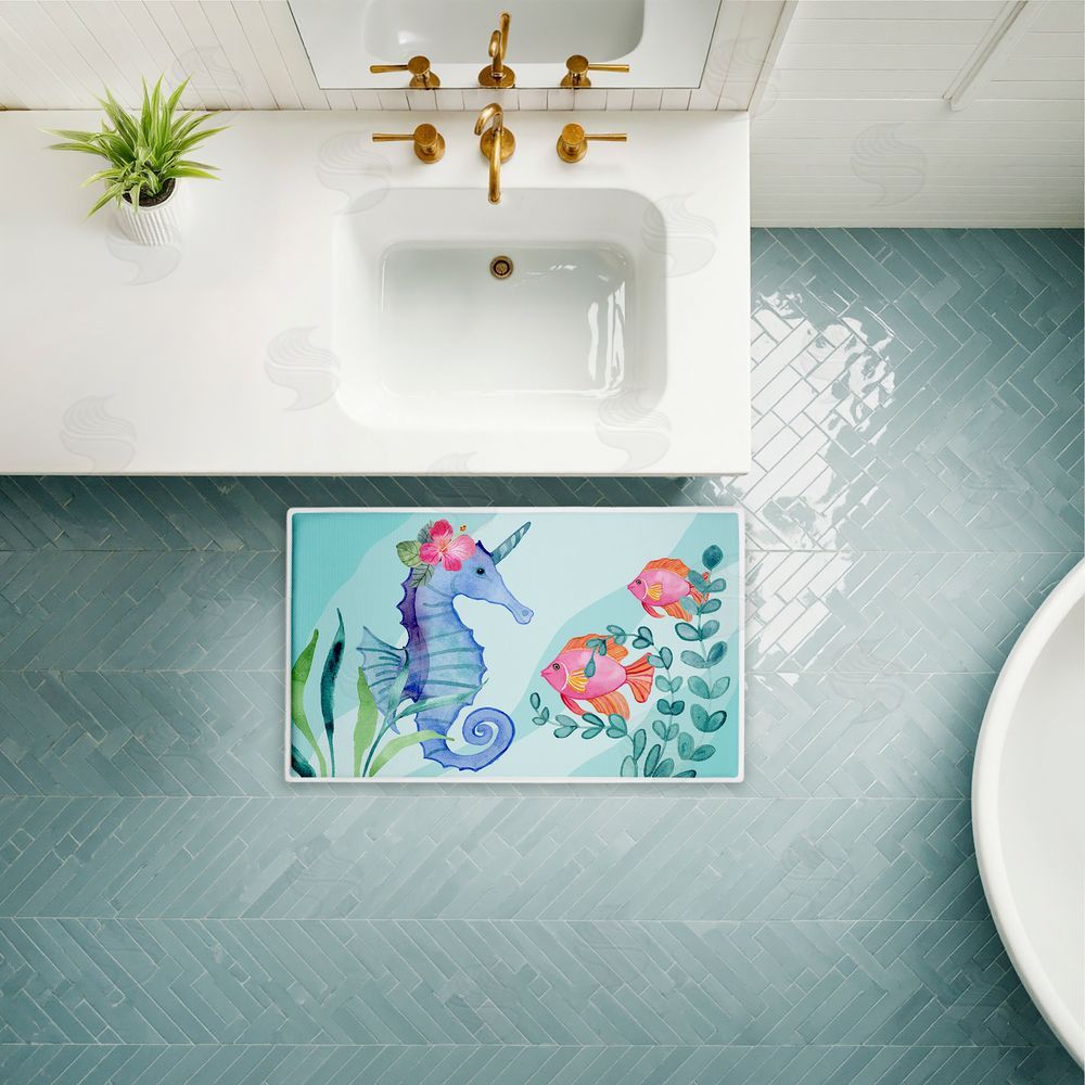Audrey Jeanne Roberts Horned Seahorse & Fish Plush Bathroom Floor Mat