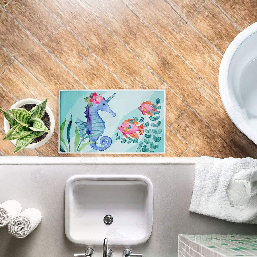 Audrey Jeanne Roberts Horned Seahorse & Fish Plush Bathroom Floor Mat