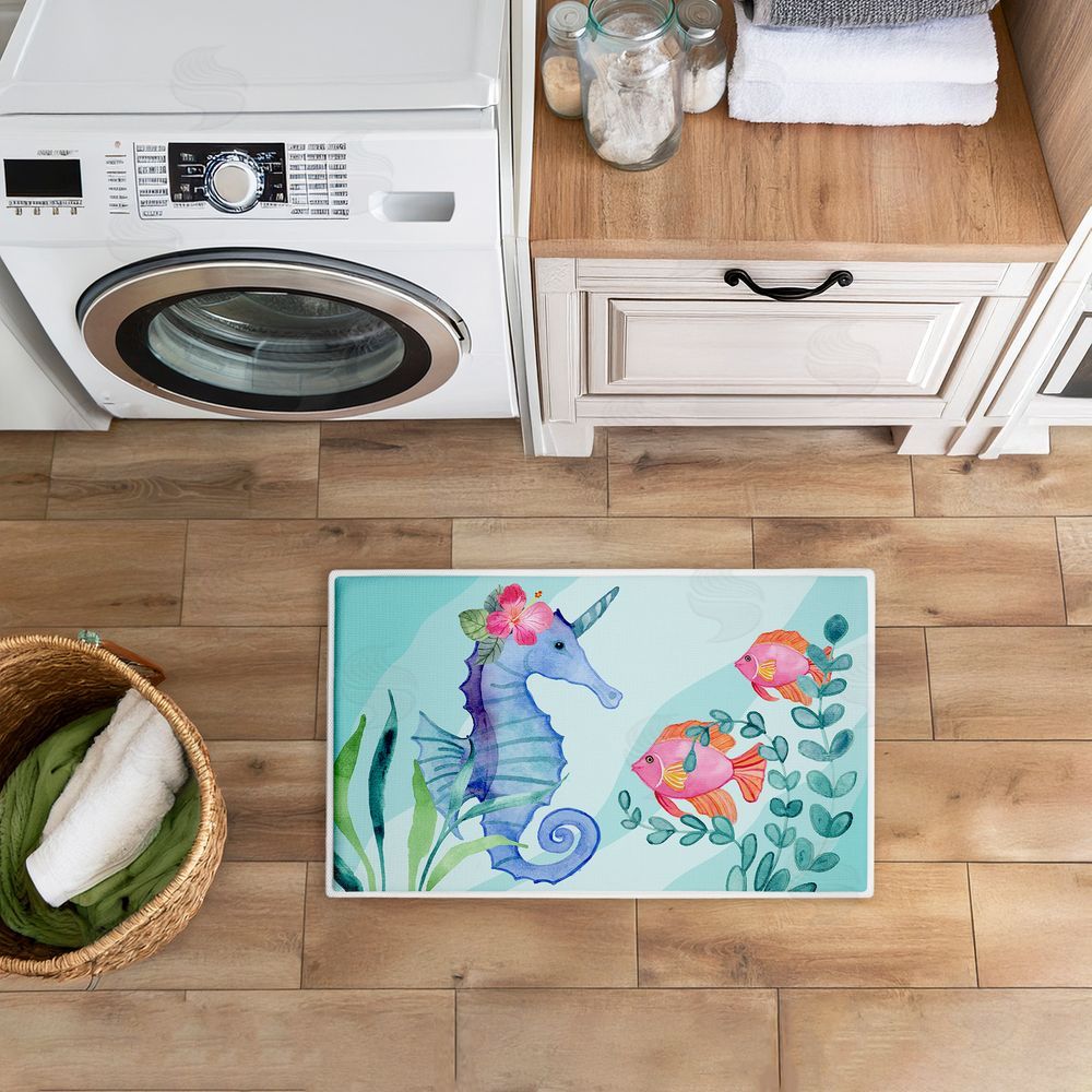 Audrey Jeanne Roberts Horned Seahorse & Fish Plush Bathroom Floor Mat