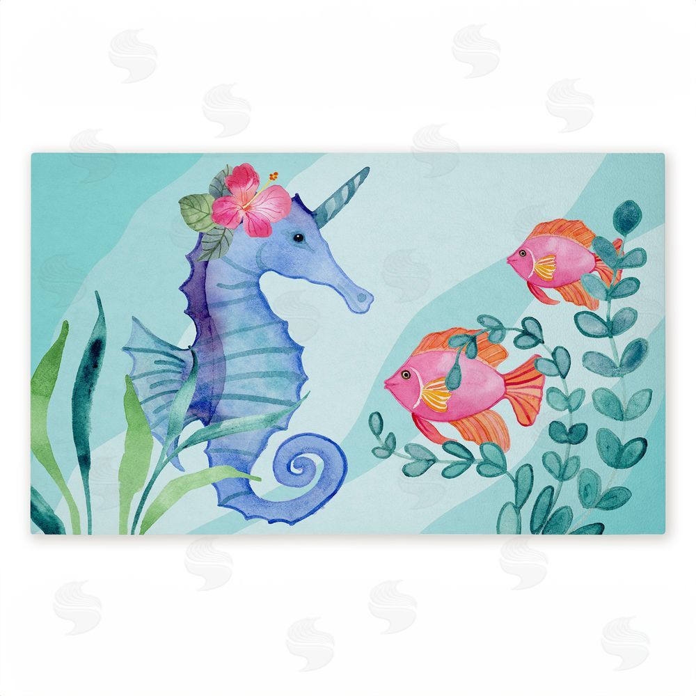 Audrey Jeanne Roberts Horned Seahorse & Fish Unwoven Outdoor Door Mat