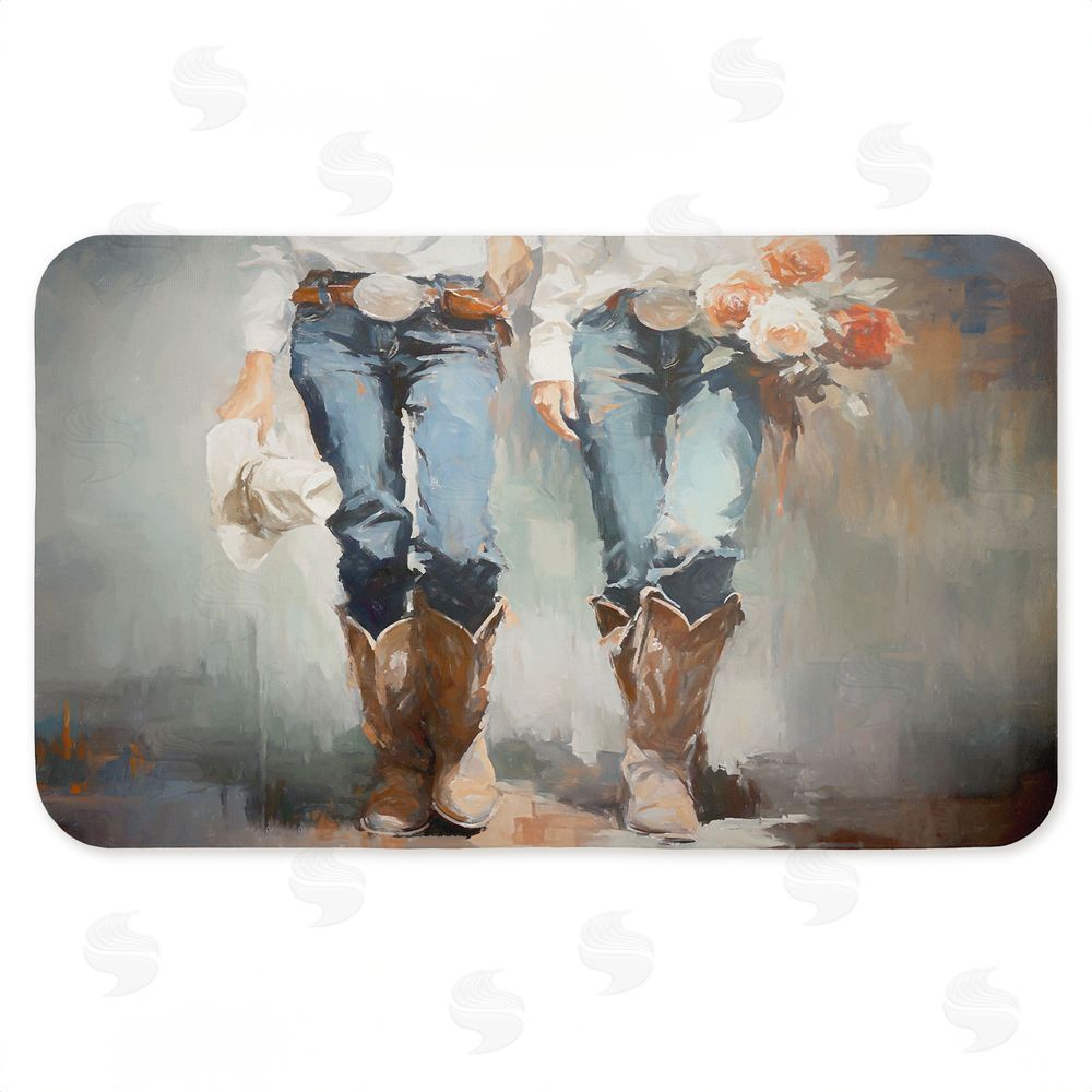 Ramona Murdock I'll Be Me Floral Cowgirl Kitchen Floor Mat