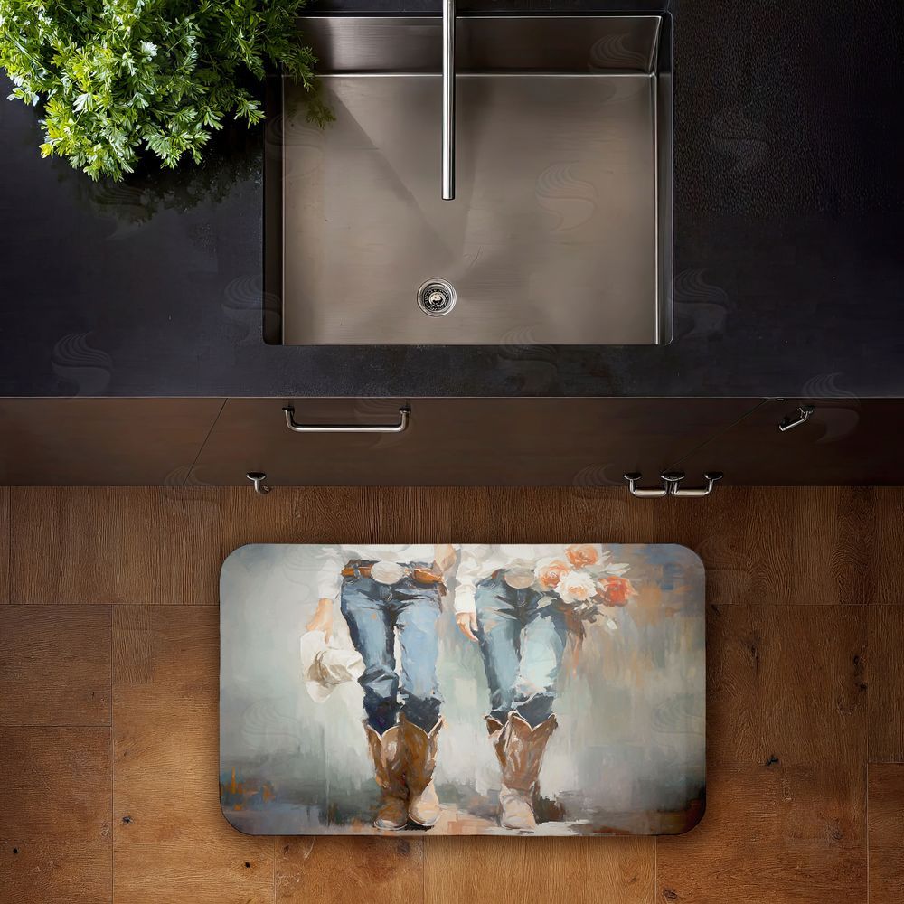 Ramona Murdock I'll Be Me Floral Cowgirl Kitchen Floor Mat