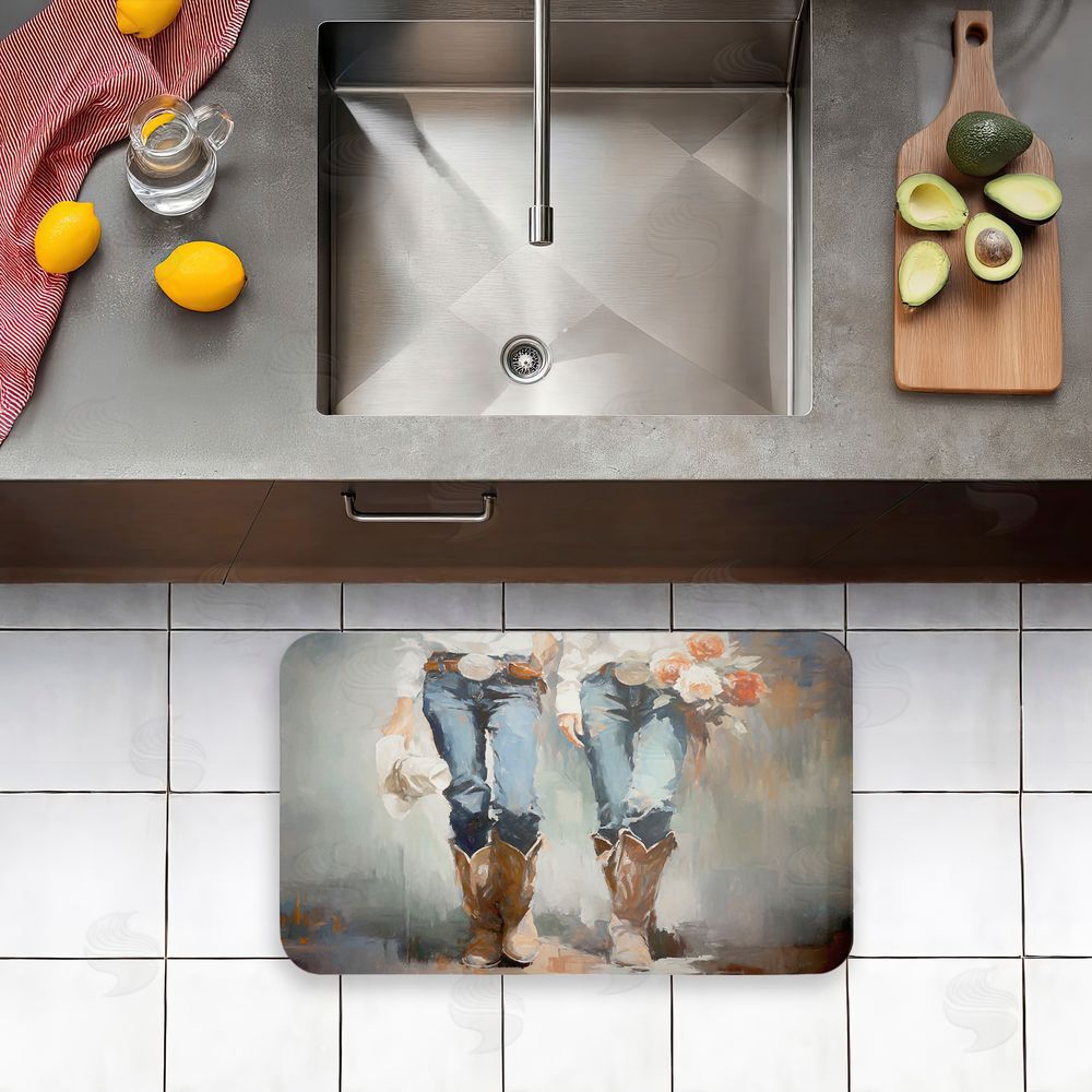 Ramona Murdock I'll Be Me Floral Cowgirl Kitchen Floor Mat