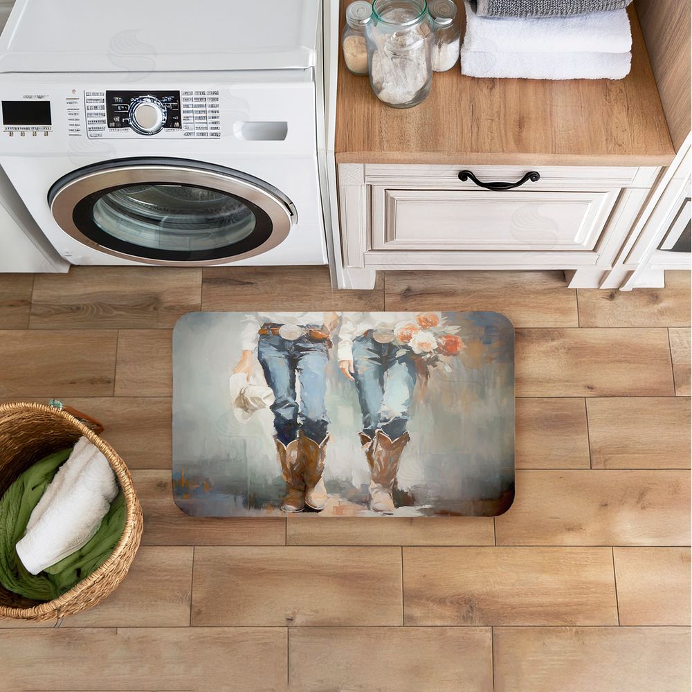 Ramona Murdock I'll Be Me Floral Cowgirl Kitchen Floor Mat