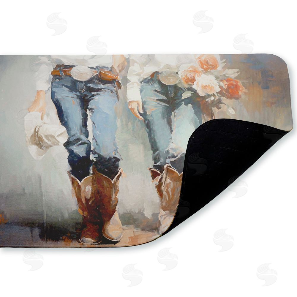 Ramona Murdock I'll Be Me Floral Cowgirl Kitchen Floor Mat