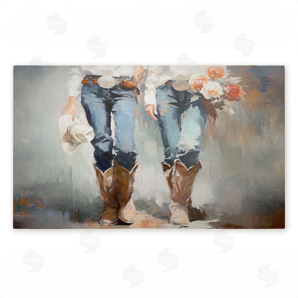Ramona Murdock I'll Be Me Floral Cowgirl Unwoven Outdoor Door Mat