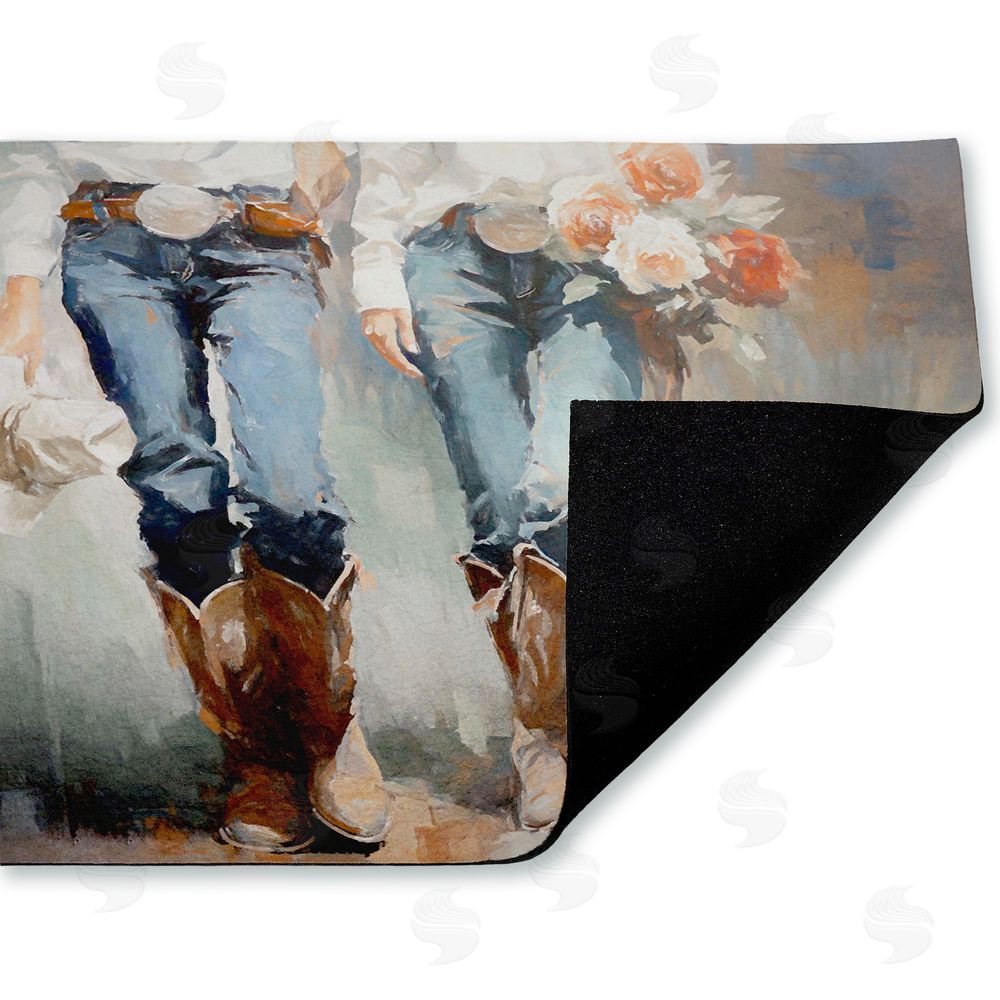 Ramona Murdock I'll Be Me Floral Cowgirl Unwoven Outdoor Door Mat