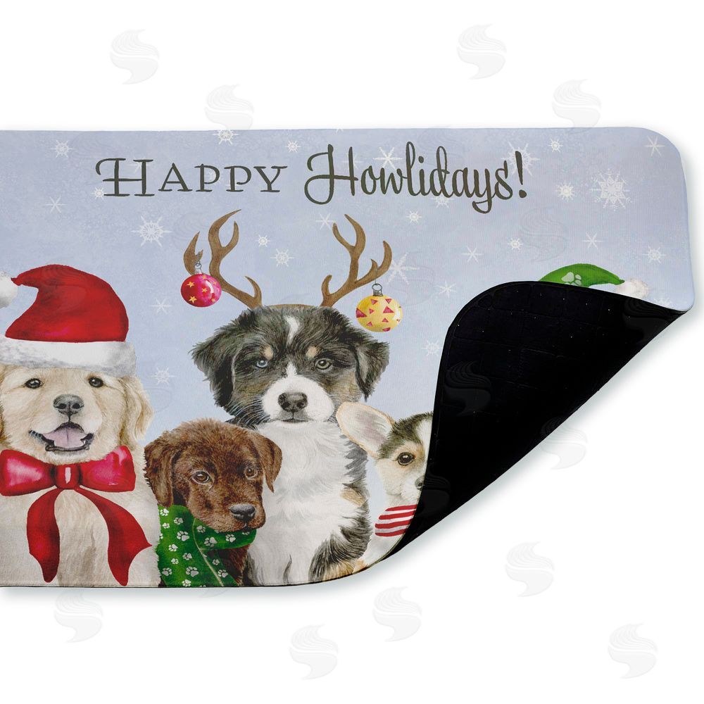 Brett Blumenthal Happy Howlidays Puppies Kitchen Floor Mat