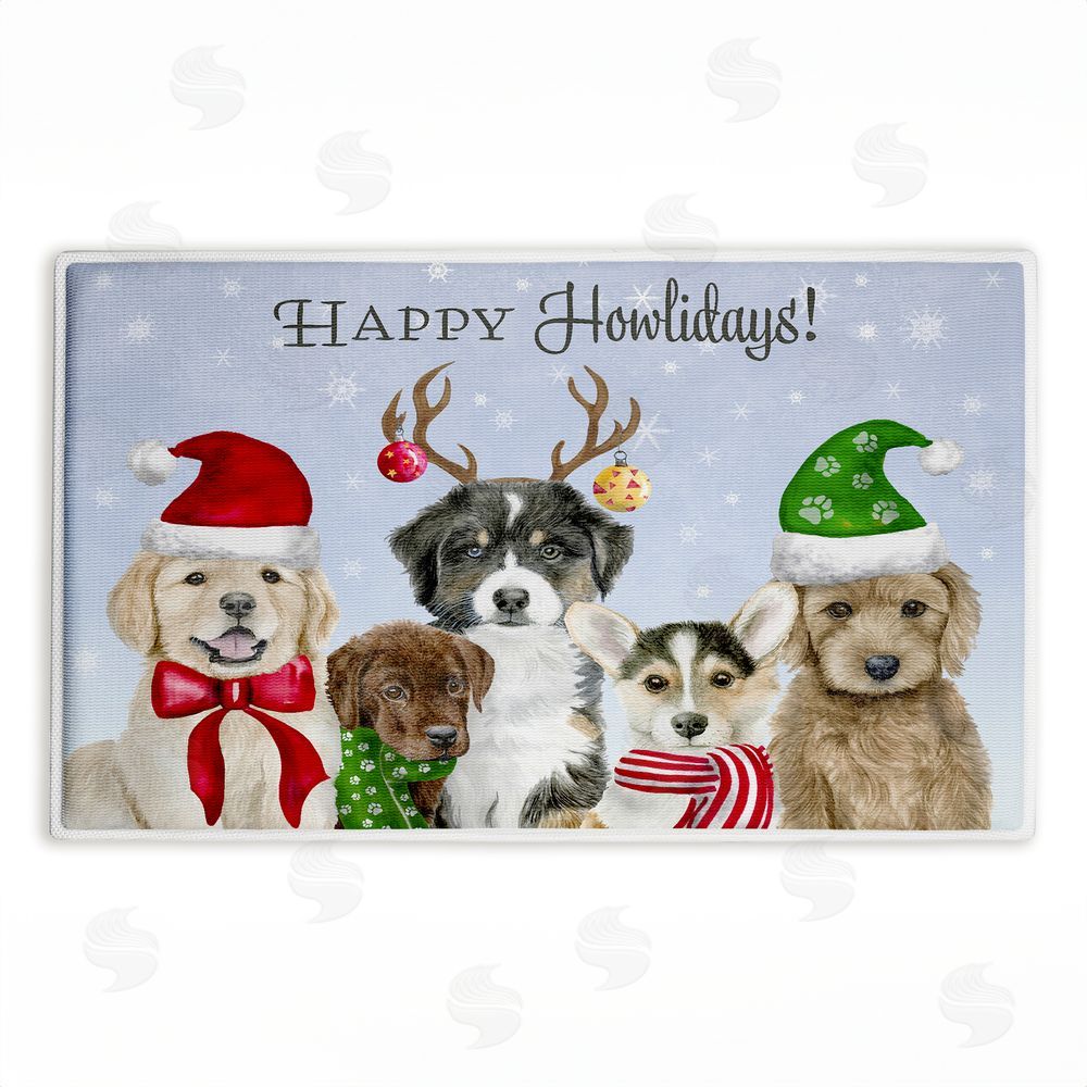 Brett Blumenthal Happy Howlidays Puppies Plush Bathroom Floor Mat