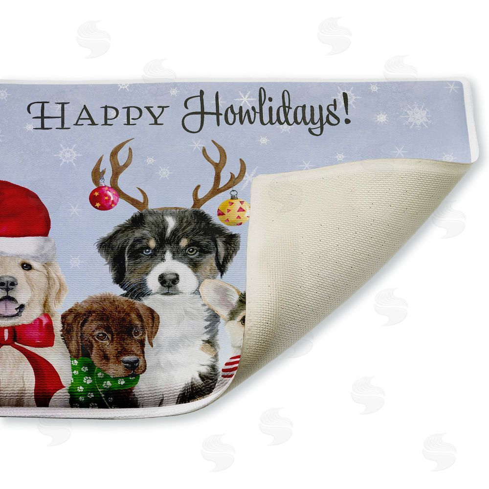 Brett Blumenthal Happy Howlidays Puppies Plush Bathroom Floor Mat