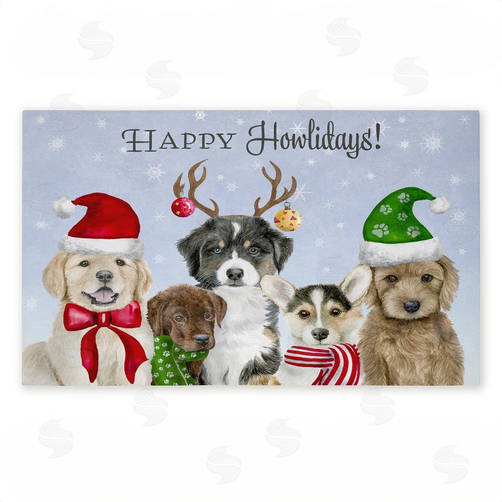 Brett Blumenthal Happy Howlidays Puppies Unwoven Outdoor Door Mat